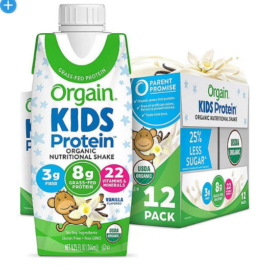 Orgain Kids Protein Organic Nutritional Shake, 8.25 fl. oz., 12 pk. - Vanilla