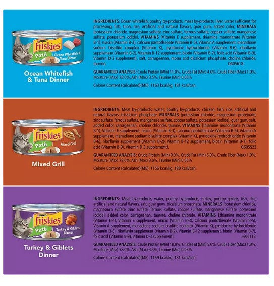 Purina Friskies Pate Wet Cat Food, Variety Pack (5.5 oz., 60 ct.)