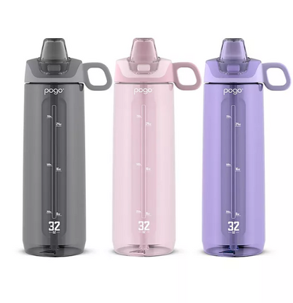 Pogo 32-oz Tritan Water Bottles, Assorted Colors (3 Pack)