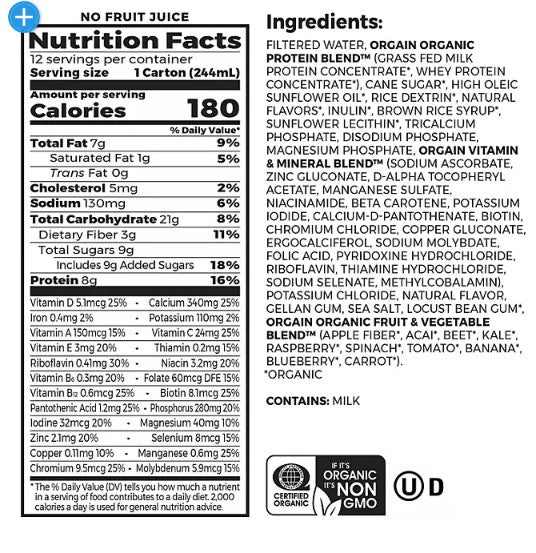 Orgain Kids Protein Organic Nutritional Shake, 8.25 fl. oz., 12 pk. - Vanilla