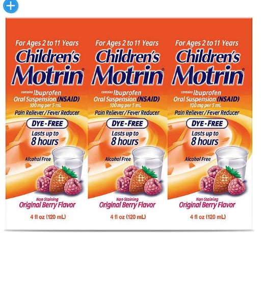 Children's Motrin Oral Suspension, Berry (4 oz., 3 pk.)