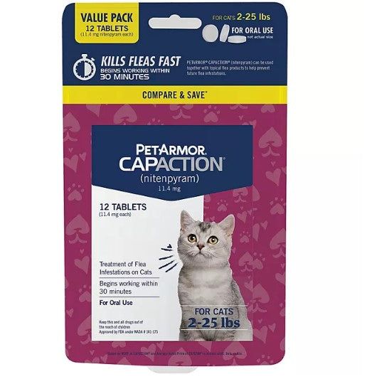 PetArmor CapAction Oral Flea Treatment for Cats, 2-25 lbs. (12 tabs)