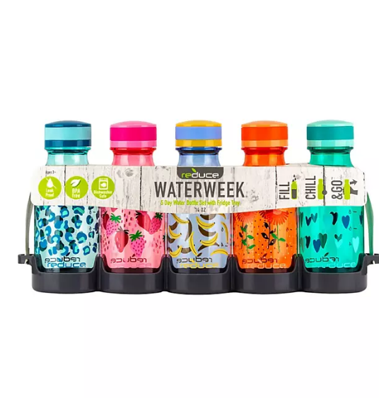 Reduce 14-oz. Kids WaterWeek, 5 Bottle Set (Assorted Colors)