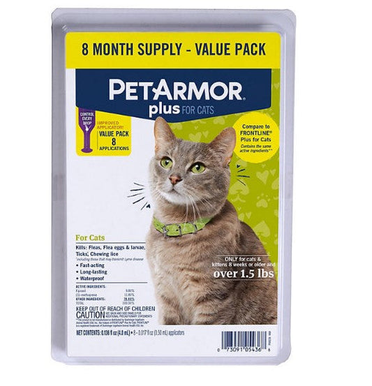 PetArmor Plus Flea & Tick Protection for Cats, 8-Month Supply