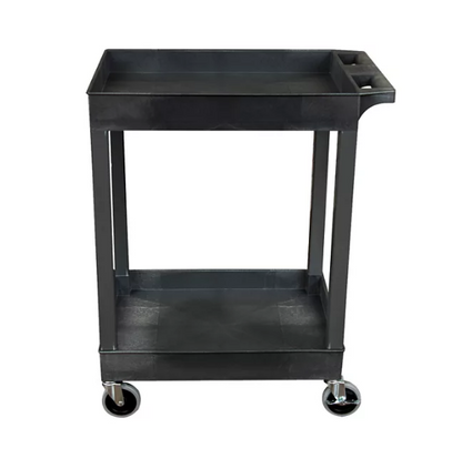 24" x 18" Plastic Utility Tub Cart - Two Shelf (Black)