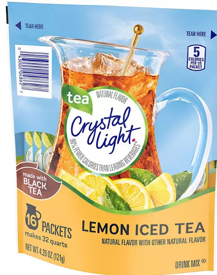 Crystal Light Lemon Iced Tea Naturally Flavored Powdered Drink Mix (16 ct.)