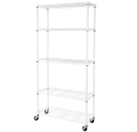 Seville Classics 5-Tier Steel Wire Shelving, 36” W x 14” D x 76” H