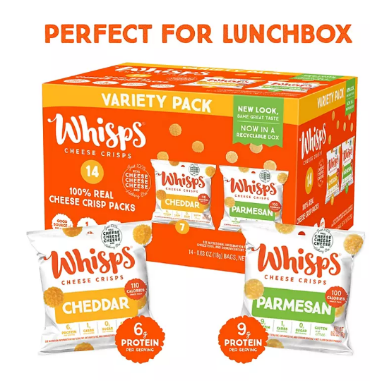 Whisps Parmesan and Cheddar Cheese Crisps Variety Pack (0.63 oz., 14 pk.)