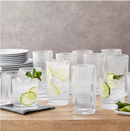 Member's Mark 16-Piece Fluted Crystal Drinkware Set