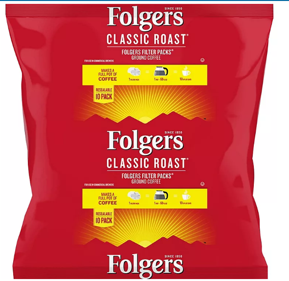 Folgers Classic Roast Ground Coffee, Filter Packs (0.9 oz., 40 ct.)