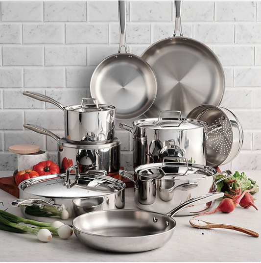 Tramontina 14-Piece Tri-Ply Clad 18/10 Stainless Steel Cookware Set