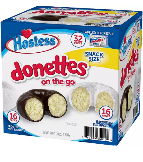 Hostess Mini Powdered Donettes and Frosted Chocolate Mini Donettes (1.5oz., 32pk.)