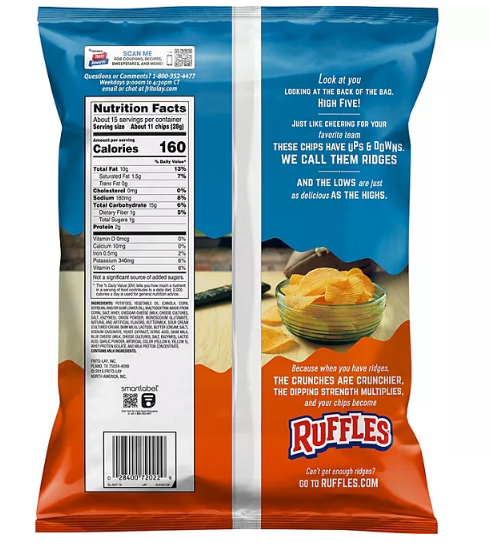 Ruffles Potato Chips Cheddar and Sour Cream (15.125 oz.)(2 PK)