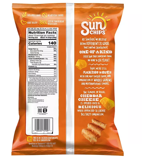 SunChips Whole Grain Snacks Harvest Cheddar (12.25 oz.)(2 PK)