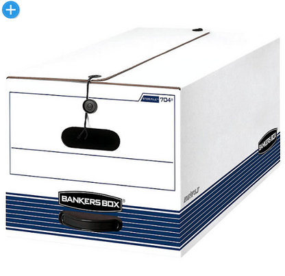 Bankers Box STOR/FILE Storage Box with Button Tie, White/Blue (Letter, 12ct.)