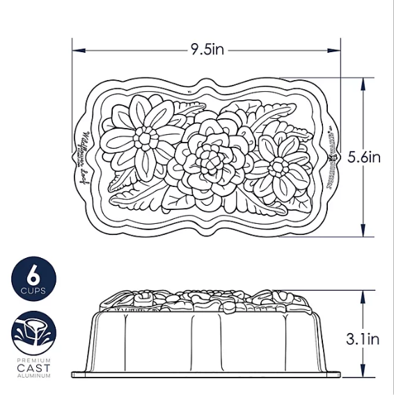 Nordic Ware Toffee Wildflower Loaf Pan with Loaf Keeper