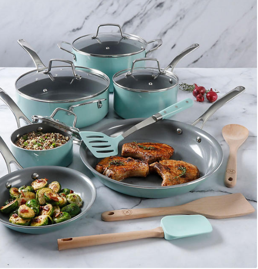 Martha Stewart 14-Piece Gray Ceramic Interior Cookware Set (Assorted Colors)