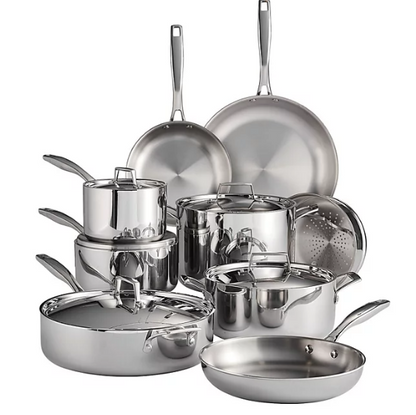 Tramontina 14-Piece Tri-Ply Clad 18/10 Stainless Steel Cookware Set