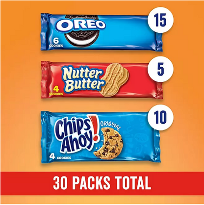 Nabisco Cookie Variety Pack with OREO, Chips Ahoy!, Nutter Butter (30 pk.)