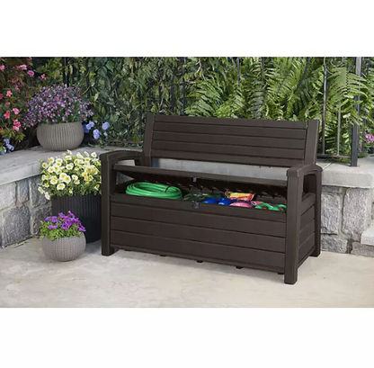 Keter Hudson Plastic Storage Bench, Non-Brushed Brown