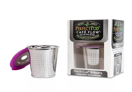 Perfect Pod Café Flow Stainless Steel Reusable Permanent Filter Capsule, 2ct