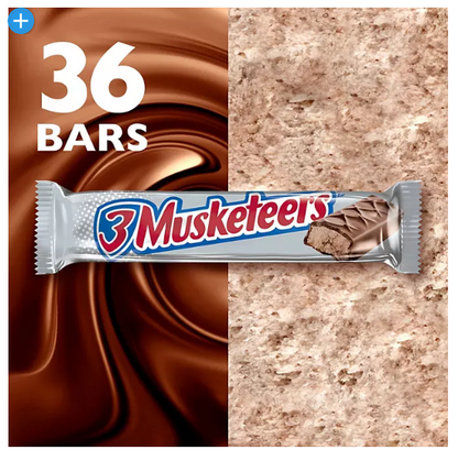 3 Musketeers Chocolate Candy Bars Full Size Bulk Pack (1.92 oz., 36 ct.)