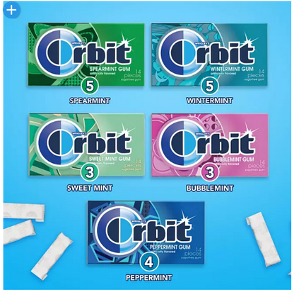 Orbit Mint Sugar Free Chewing Gum Variety Pack, (14 ct., 20 pk.)