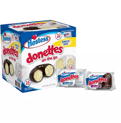 Hostess Mini Powdered Donettes and Frosted Chocolate Mini Donettes (1.5oz., 32pk.)