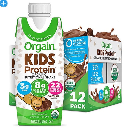 Orgain Kids Protein Organic Nutritional Shake, 8.25 fl. oz., 12 pk. - Chocolate