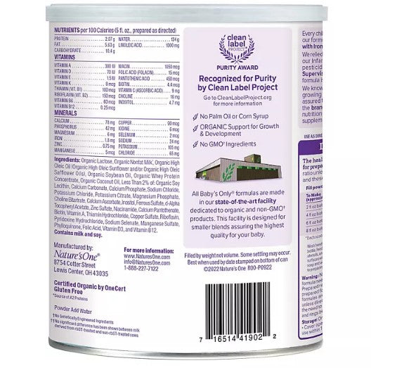 Baby's Only Organic Gentle Infant Formula (31.75 oz.)