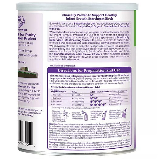 Baby's Only Organic Gentle Infant Formula (31.75 oz.)