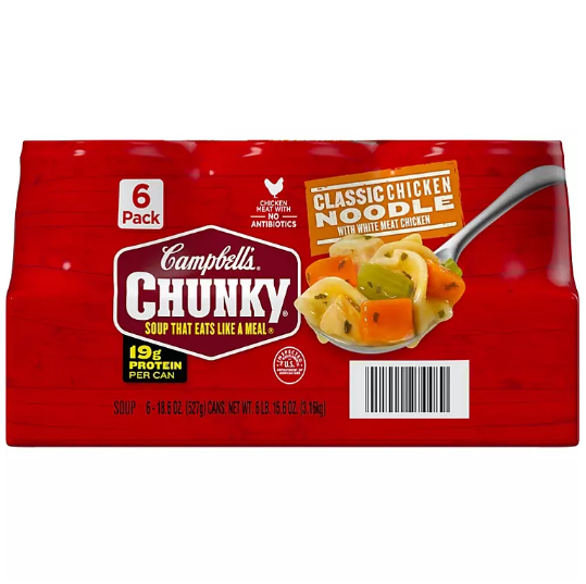 Campbell's Chunky Classic Chicken Noodle Soup (18.6 oz., 6 pk.)