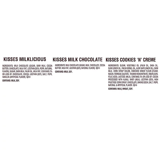 HERSHEY'S KISSES Assortment Bag with HERSHEY'S KISSES Milklicious, HERSHEY'S KISSES COOKIES 'N' CREME, HERSHEY'S KISSES Milk Chocolate (38 oz.)