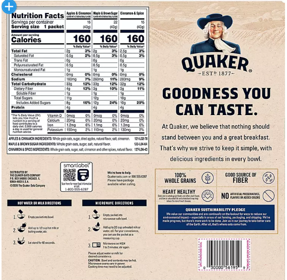 Quaker Instant Oatmeal Variety Pack (52 pk.)