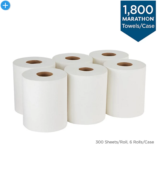 Marathon Premium Centerpull 1-Ply Paper Towels, White (303 sheets/roll, 6 rolls)