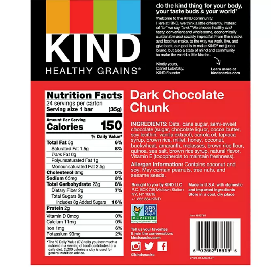 KIND Healthy Grains Bars, Dark Chocolate Chunk (24 ct.)