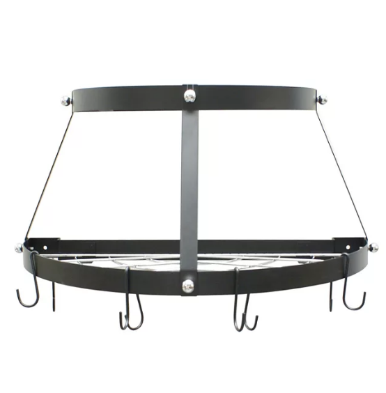 Range Kleen Black Enameled Double Shelf Wall-Mounted Pot Rack