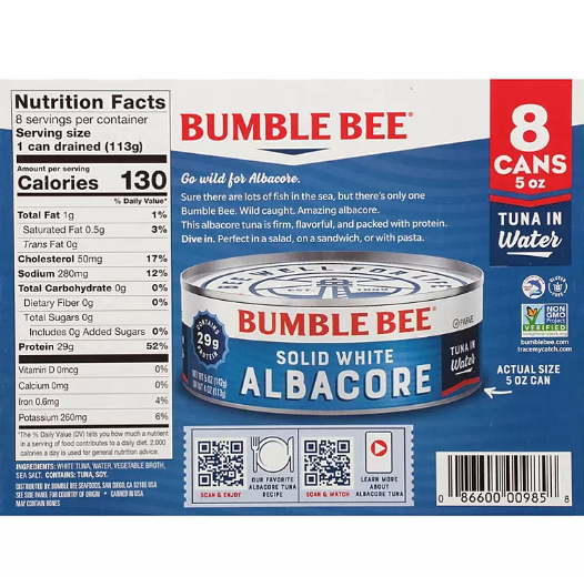 Bumble Bee Solid White Albacore in Water (5 oz., 8 pk.)