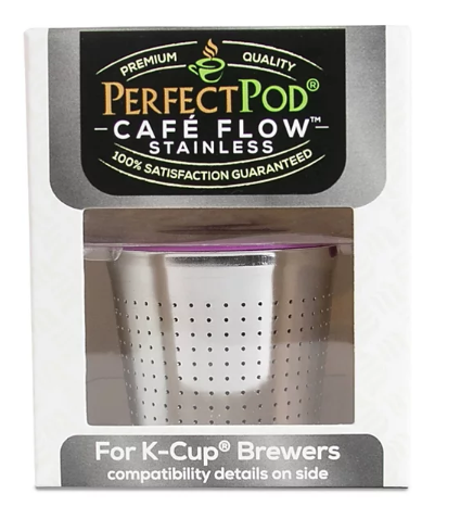 Perfect Pod Café Flow Stainless Steel Reusable Permanent Filter Capsule, 2ct