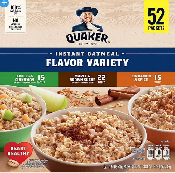 Quaker Instant Oatmeal Variety Pack (52 pk.)