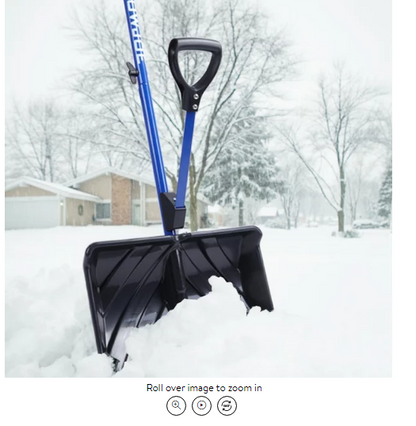 Snow Joe Shovelution Strain-Reducing Snow Shovel, 18-inch Poly Blade, Spring Assisted Handle