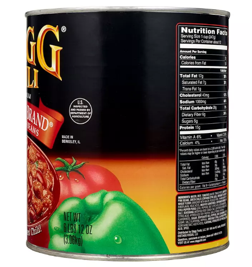 Stagg Country Brand Chili with Beans (108 oz.)