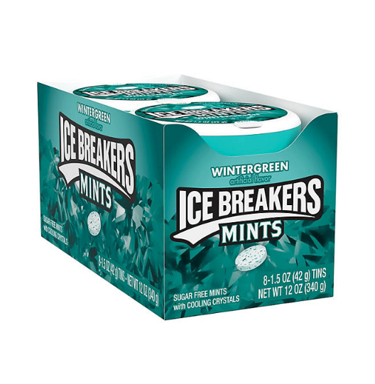 ICE BREAKERS Wintergreen Sugar Free Breath Mints, Movie Treat, Tins (1.5 oz, 8 Count)