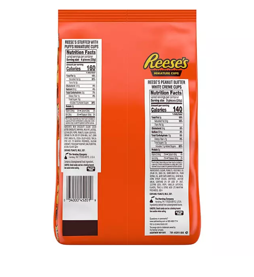 REESE'S Miniatures Chocolate and White Creme Peanut Butter Assortment Cups, Individually Wrapped, Bulk Candy Bag (52.1 oz.)