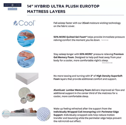 Scott Living 14" Plush Euro Top Hybrid Mattress