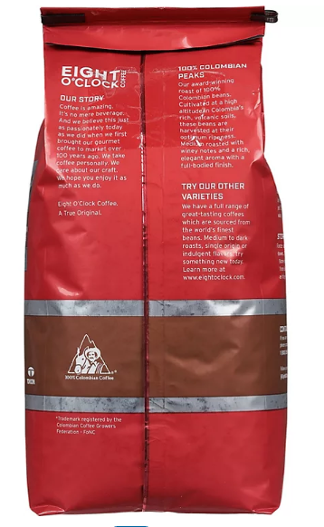 Eight O'Clock Whole Bean Coffee, 100% Colombian Peaks (38 oz.)