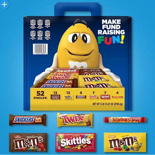 M&M’S, Skittles, Snickers, Twix & Starburst Fundraiser Candy Bulk Variety Pack (95.47 oz., 52 ct.)