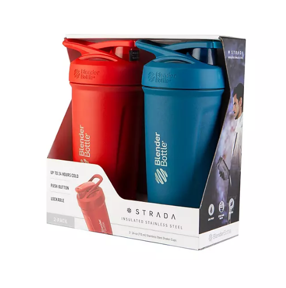 BlenderBottle Strada 24-ounce Stainless Steel Combo, 2-Pack (Assorted Colors)