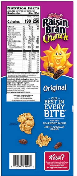 Kellogg's Original Raisin Bran Crunch Breakfast Cereal (42 oz.)