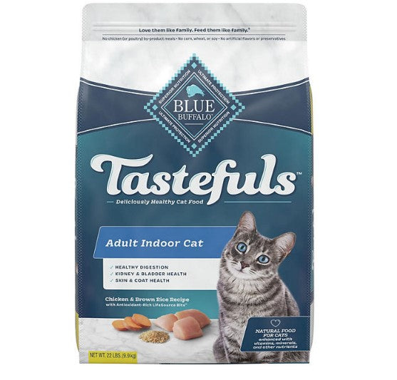 Blue Buffalo Tastefuls Adult Indoor Cat Food, Chicken & Brown Rice (22 lbs.)